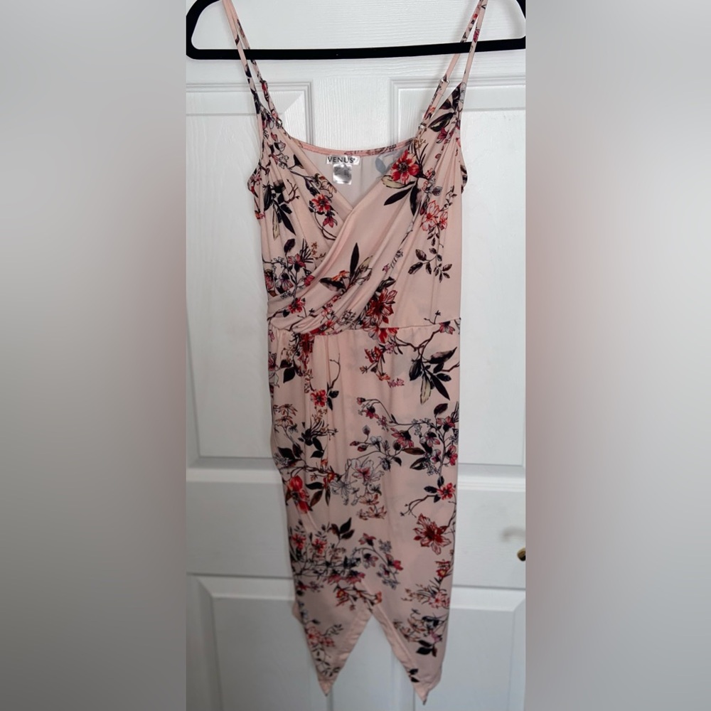 Venus Sexy Spaghetti Strap V-neck Dress, Pink Floral